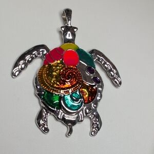 Turtle Enamel Pendant Necklace